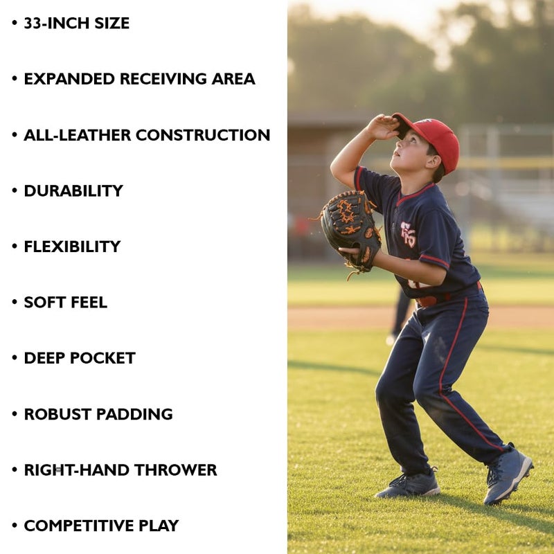 MacGregor Catcher's Mitt, Prep Series, Right Hand Thrower, Brown, 33 inch - Image 3